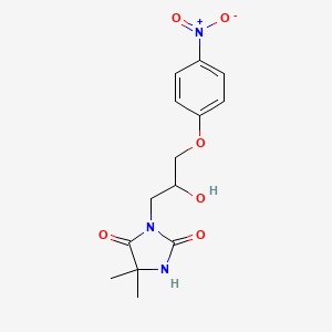 molecular formula C14H17N3O6 B5238567 3-[2-Hydroxy-3-(4-nitrophenoxy)propyl]-5,5-dimethylimidazolidine-2,4-dione 