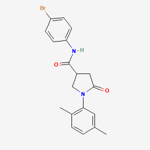 molecular formula C19H19BrN2O2 B5238579 N-(4-bromophenyl)-1-(2,5-dimethylphenyl)-5-oxo-3-pyrrolidinecarboxamide 