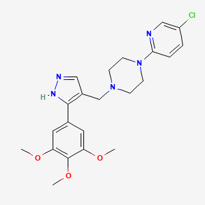 molecular formula C22H26ClN5O3 B5238603 1-(5-chloro-2-pyridinyl)-4-{[3-(3,4,5-trimethoxyphenyl)-1H-pyrazol-4-yl]methyl}piperazine 