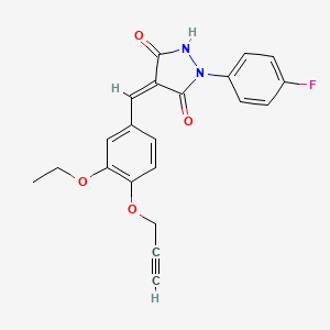 molecular formula C21H17FN2O4 B5238629 (4Z)-4-[3-ethoxy-4-(prop-2-yn-1-yloxy)benzylidene]-1-(4-fluorophenyl)pyrazolidine-3,5-dione 