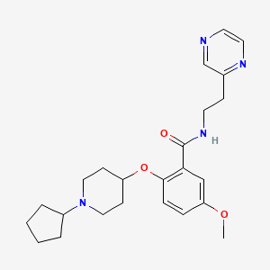 2-[(1-cyclopentyl-4-piperidinyl)oxy]-5-methoxy-N-[2-(2-pyrazinyl)ethyl]benzamide