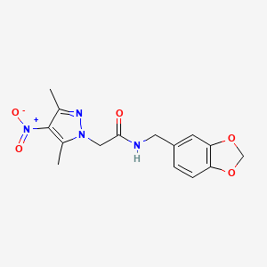 N~1~-(1,3-BENZODIOXOL-5-YLMETHYL)-2-(3,5-DIMETHYL-4-NITRO-1H-PYRAZOL-1-YL)ACETAMIDE