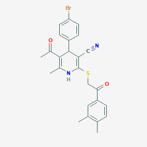 molecular formula C25H23BrN2O2S B5238675 5-Acetyl-4-(4-bromophenyl)-2-[2-(3,4-dimethylphenyl)-2-oxoethyl]sulfanyl-6-methyl-1,4-dihydropyridine-3-carbonitrile 