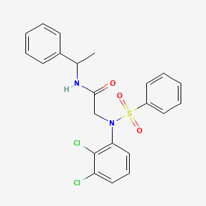 molecular formula C22H20Cl2N2O3S B5238686 2-[N-(benzenesulfonyl)-2,3-dichloroanilino]-N-(1-phenylethyl)acetamide 