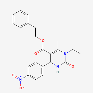 molecular formula C22H23N3O5 B5238739 2-Phenylethyl 1-ethyl-6-methyl-4-(4-nitrophenyl)-2-oxo-1,2,3,4-tetrahydropyrimidine-5-carboxylate 