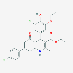 molecular formula C28H29Cl2NO5 B5238741 Propan-2-yl 4-(3-chloro-5-ethoxy-4-hydroxyphenyl)-7-(4-chlorophenyl)-2-methyl-5-oxo-1,4,5,6,7,8-hexahydroquinoline-3-carboxylate 