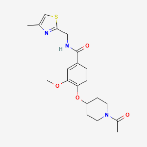 molecular formula C20H25N3O4S B5238757 4-[(1-acetyl-4-piperidinyl)oxy]-3-methoxy-N-[(4-methyl-1,3-thiazol-2-yl)methyl]benzamide 