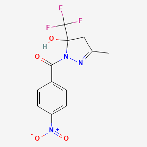 molecular formula C12H10F3N3O4 B5238811 3-methyl-1-(4-nitrobenzoyl)-5-(trifluoromethyl)-4,5-dihydro-1H-pyrazol-5-ol 