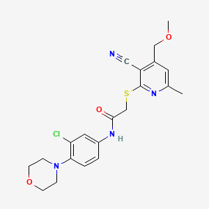 molecular formula C21H23ClN4O3S B5238914 N-[3-chloro-4-(morpholin-4-yl)phenyl]-2-{[3-cyano-4-(methoxymethyl)-6-methylpyridin-2-yl]sulfanyl}acetamide 