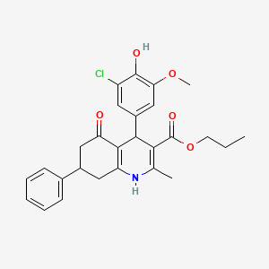 Propyl 4-(3-chloro-4-hydroxy-5-methoxyphenyl)-2-methyl-5-oxo-7-phenyl-1,4,5,6,7,8-hexahydroquinoline-3-carboxylate