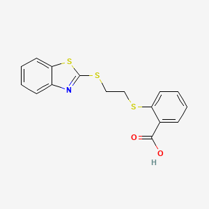 molecular formula C16H13NO2S3 B5238975 2-{[2-(1,3-benzothiazol-2-ylthio)ethyl]thio}benzoic acid 