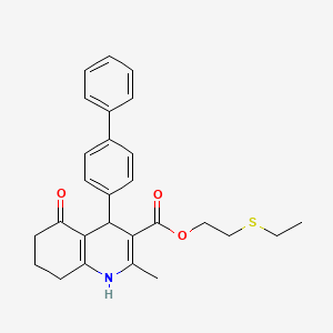 molecular formula C27H29NO3S B5238983 2-(Ethylsulfanyl)ethyl 4-(biphenyl-4-yl)-2-methyl-5-oxo-1,4,5,6,7,8-hexahydroquinoline-3-carboxylate 