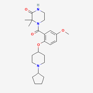 4-{2-[(1-cyclopentyl-4-piperidinyl)oxy]-5-methoxybenzoyl}-3,3-dimethyl-2-piperazinone