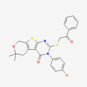 4-(4-bromophenyl)-12,12-dimethyl-5-phenacylsulfanyl-11-oxa-8-thia-4,6-diazatricyclo[7.4.0.02,7]trideca-1(9),2(7),5-trien-3-one