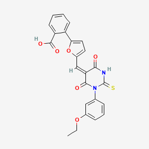 2-[5-[(E)-[1-(3-ethoxyphenyl)-4,6-dioxo-2-sulfanylidene-1,3-diazinan-5-ylidene]methyl]furan-2-yl]benzoic acid