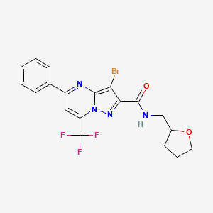 molecular formula C19H16BrF3N4O2 B5239167 3-bromo-N-(oxolan-2-ylmethyl)-5-phenyl-7-(trifluoromethyl)pyrazolo[1,5-a]pyrimidine-2-carboxamide 