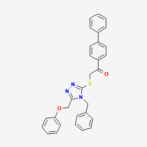 molecular formula C30H25N3O2S B5239183 2-{[4-benzyl-5-(phenoxymethyl)-4H-1,2,4-triazol-3-yl]thio}-1-(4-biphenylyl)ethanone 