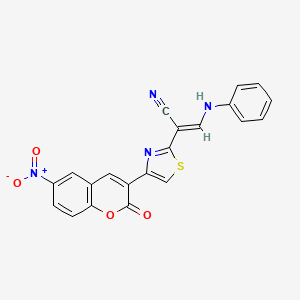 3-anilino-2-[4-(6-nitro-2-oxo-2H-chromen-3-yl)-1,3-thiazol-2-yl]acrylonitrile