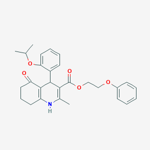 molecular formula C28H31NO5 B5239281 2-Phenoxyethyl 2-methyl-5-oxo-4-[2-(propan-2-yloxy)phenyl]-1,4,5,6,7,8-hexahydroquinoline-3-carboxylate 