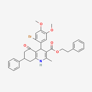 2-Phenylethyl 4-(2-bromo-4,5-dimethoxyphenyl)-2-methyl-5-oxo-7-phenyl-1,4,5,6,7,8-hexahydroquinoline-3-carboxylate