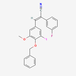 molecular formula C23H17FINO2 B5239306 (2E)-3-[4-(benzyloxy)-3-iodo-5-methoxyphenyl]-2-(3-fluorophenyl)prop-2-enenitrile 