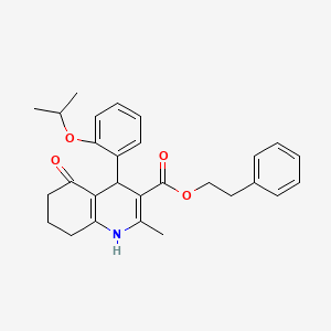 molecular formula C28H31NO4 B5239350 2-Phenylethyl 2-methyl-5-oxo-4-[2-(propan-2-yloxy)phenyl]-1,4,5,6,7,8-hexahydroquinoline-3-carboxylate 