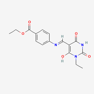 ethyl 4-{[(Z)-(1-ethyl-2,4,6-trioxotetrahydropyrimidin-5(2H)-ylidene)methyl]amino}benzoate