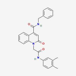 molecular formula C27H25N3O3 B5239447 N-BENZYL-1-{[(3,4-DIMETHYLPHENYL)CARBAMOYL]METHYL}-2-OXO-1,2-DIHYDROQUINOLINE-4-CARBOXAMIDE 