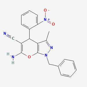 molecular formula C21H17N5O3 B5239520 6-amino-1-benzyl-3-methyl-4-(2-nitrophenyl)-4H-pyrano[2,3-c]pyrazole-5-carbonitrile 