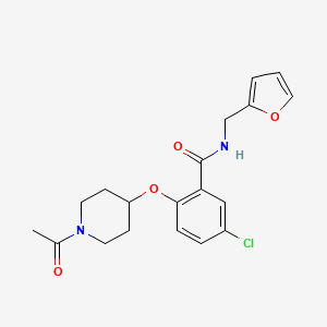 molecular formula C19H21ClN2O4 B5239579 2-[(1-acetyl-4-piperidinyl)oxy]-5-chloro-N-(2-furylmethyl)benzamide 