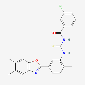 3-chloro-N-{[5-(5,6-dimethyl-1,3-benzoxazol-2-yl)-2-methylphenyl]carbamothioyl}benzamide