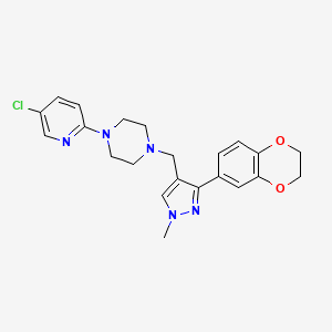 molecular formula C22H24ClN5O2 B5239689 1-(5-chloro-2-pyridinyl)-4-{[3-(2,3-dihydro-1,4-benzodioxin-6-yl)-1-methyl-1H-pyrazol-4-yl]methyl}piperazine 