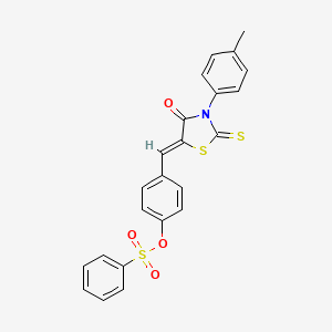 [4-[(Z)-[3-(4-methylphenyl)-4-oxo-2-sulfanylidene-1,3-thiazolidin-5-ylidene]methyl]phenyl] benzenesulfonate