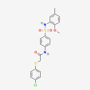 molecular formula C22H21ClN2O4S2 B5239799 2-[(4-chlorophenyl)thio]-N-(4-{[(2-methoxy-5-methylphenyl)amino]sulfonyl}phenyl)acetamide 