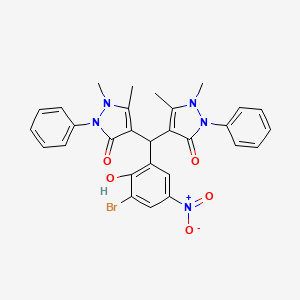 4-[(3-BROMO-2-HYDROXY-5-NITROPHENYL)(1,5-DIMETHYL-3-OXO-2-PHENYL-2,3-DIHYDRO-1H-PYRAZOL-4-YL)METHYL]-1,5-DIMETHYL-2-PHENYL-1,2-DIHYDRO-3H-PYRAZOL-3-ONE