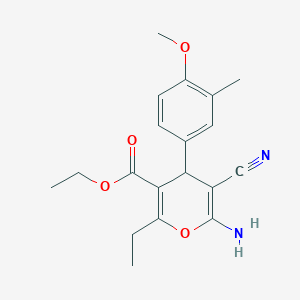 molecular formula C19H22N2O4 B5239842 ethyl 6-amino-5-cyano-2-ethyl-4-(4-methoxy-3-methylphenyl)-4H-pyran-3-carboxylate 