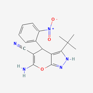 molecular formula C17H17N5O3 B5239927 6-amino-3-tert-butyl-4-(2-nitrophenyl)-1,4-dihydropyrano[2,3-c]pyrazole-5-carbonitrile 