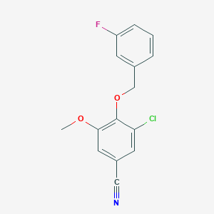 molecular formula C15H11ClFNO2 B5239996 3-Chloro-4-[(3-fluorophenyl)methoxy]-5-methoxybenzonitrile 