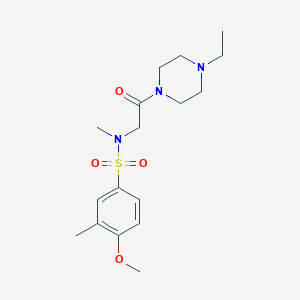 molecular formula C17H27N3O4S B5240001 N-[2-(4-ethylpiperazin-1-yl)-2-oxoethyl]-4-methoxy-N,3-dimethylbenzenesulfonamide 