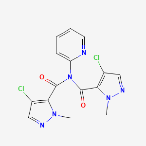 molecular formula C15H12Cl2N6O2 B5240065 4-chloro-N-(4-chloro-2-methylpyrazole-3-carbonyl)-2-methyl-N-pyridin-2-ylpyrazole-3-carboxamide 