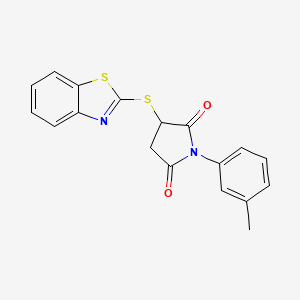 molecular formula C18H14N2O2S2 B5240080 3-(1,3-Benzothiazol-2-ylsulfanyl)-1-(3-methylphenyl)pyrrolidine-2,5-dione 