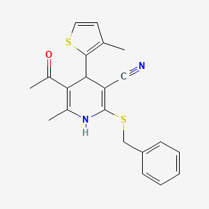 molecular formula C21H20N2OS2 B5240145 5-acetyl-2-benzylsulfanyl-6-methyl-4-(3-methylthiophen-2-yl)-1,4-dihydropyridine-3-carbonitrile 