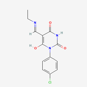 1-(4-Chlorophenyl)-5-(ethyliminomethyl)-6-hydroxypyrimidine-2,4-dione