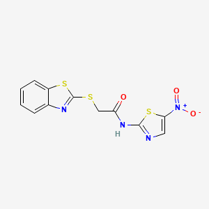 molecular formula C12H8N4O3S3 B5240197 2-(1,3-benzothiazol-2-ylsulfanyl)-N-(5-nitro-1,3-thiazol-2-yl)acetamide 