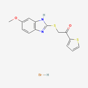 2-[(6-methoxy-1H-benzimidazol-2-yl)sulfanyl]-1-thiophen-2-ylethanone;hydrobromide