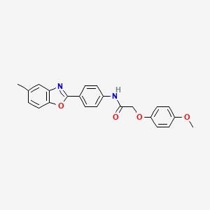 molecular formula C23H20N2O4 B5240285 2-(4-methoxyphenoxy)-N-[4-(5-methyl-1,3-benzoxazol-2-yl)phenyl]acetamide 