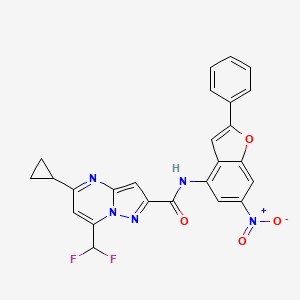 molecular formula C25H17F2N5O4 B5240287 5-cyclopropyl-7-(difluoromethyl)-N-(6-nitro-2-phenyl-1-benzofuran-4-yl)pyrazolo[1,5-a]pyrimidine-2-carboxamide 