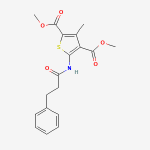 molecular formula C18H19NO5S B5240310 dimethyl 3-methyl-5-[(3-phenylpropanoyl)amino]thiophene-2,4-dicarboxylate CAS No. 6128-31-0