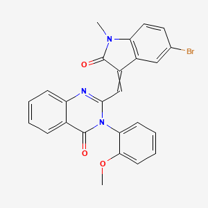 molecular formula C25H18BrN3O3 B5240389 2-[(5-bromo-1-methyl-2-oxo-1,2-dihydro-3H-indol-3-ylidene)methyl]-3-(2-methoxyphenyl)-4(3H)-quinazolinone 