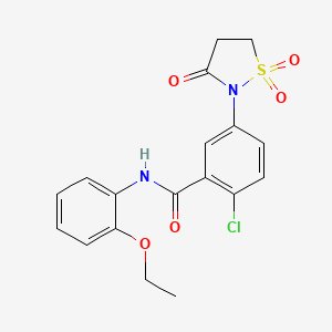 molecular formula C18H17ClN2O5S B5240419 2-chloro-5-(1,1-dioxido-3-oxo-2-isothiazolidinyl)-N-(2-ethoxyphenyl)benzamide 